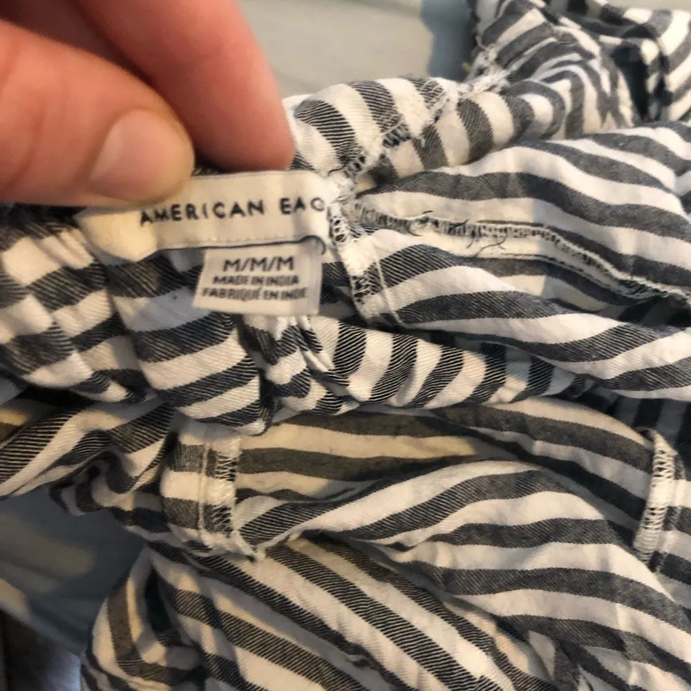 white and gray black striped mini sundress open back tie button - Image 2