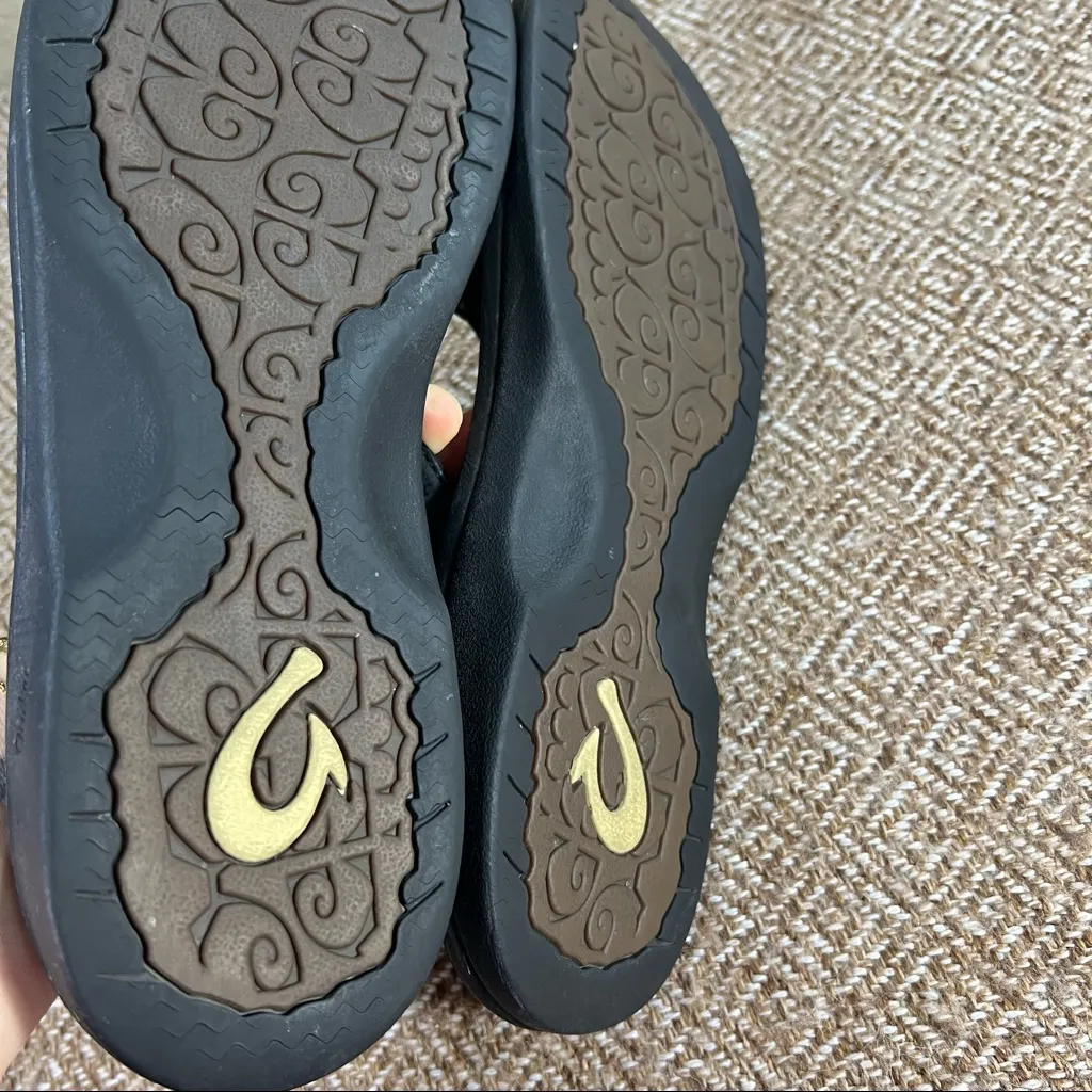 OLUKAI OHANA Travel Beach Comfort Walking Flip Flop Black Sandals Womens Sz 10 - Image 5