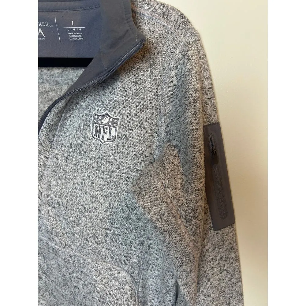 Antigua NFL Women Gray Quarter Zip Pullover Size Large L Collar Elbow Patch - Image 7