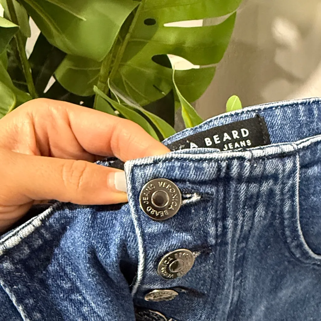 Veronica Beard Crosbie Crop wide crop High Rise Bright Blue Wash Jeans - Image 10