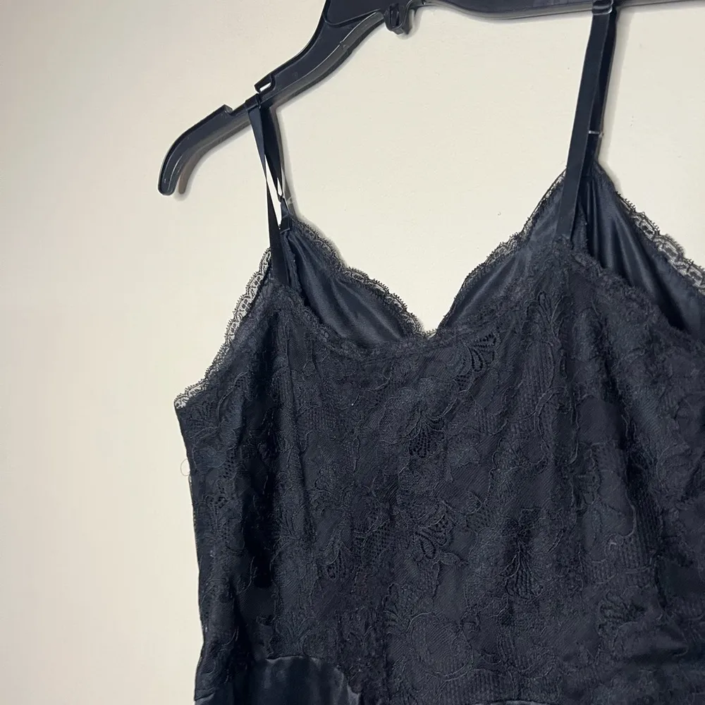 Vintage Vanity Fair Made In USA Black Lace Slip Nightgown Small - Image 11