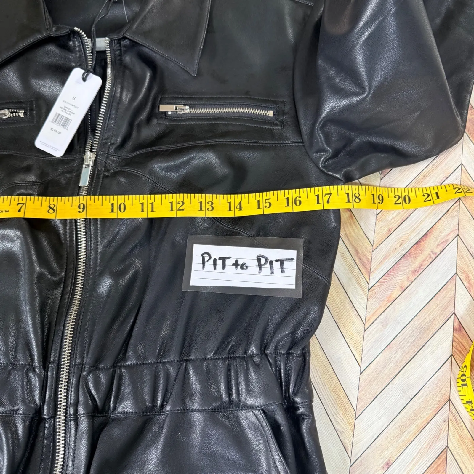 WEWOREWHAT Utility Jumpsuit Black Vegan Leather Zipper Pockets S NWT Moto Edgy - Image 8