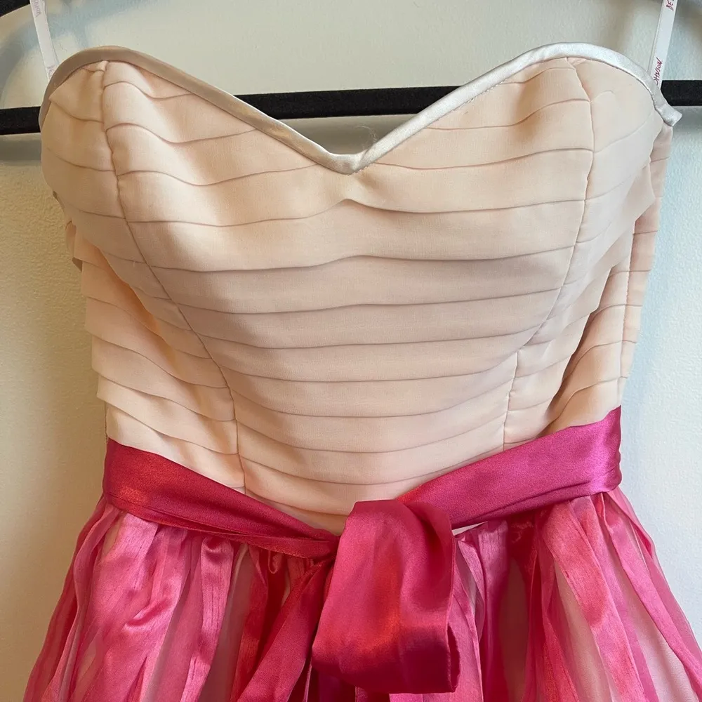 Betsy Johnson Party Dress Barbie Pink Strapless Satin Taffeta Size 0 Prom Formal - Image 2