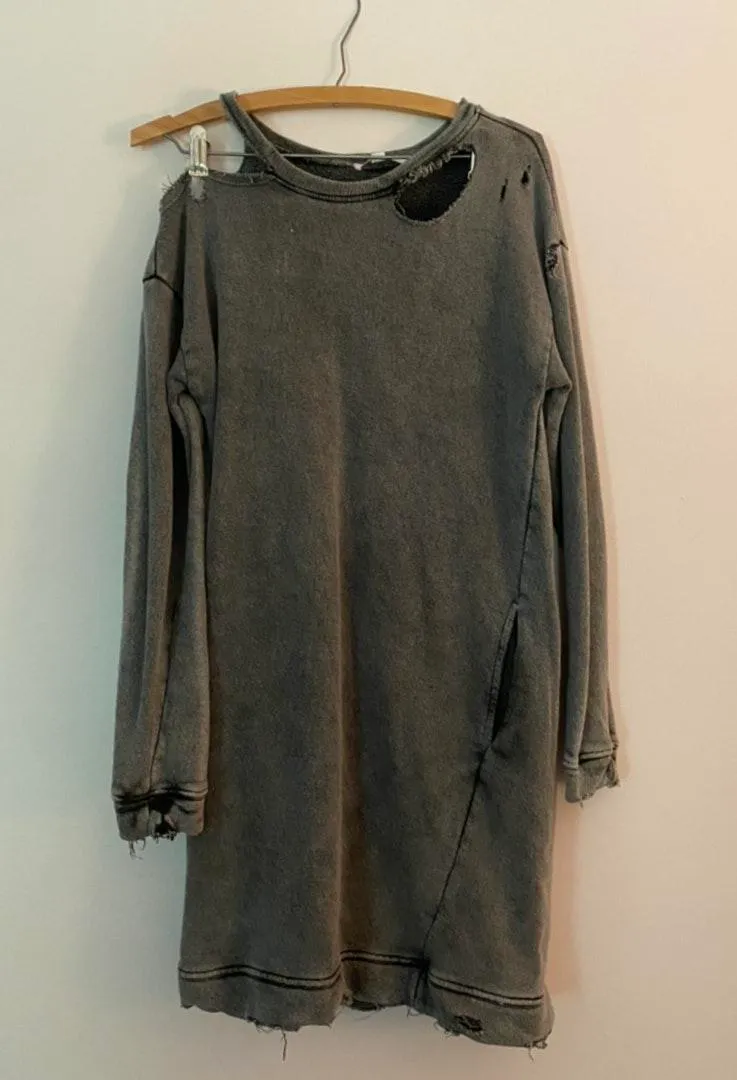 Don't Ask Why  Distressed Sweat Shirt Dress - Image 4