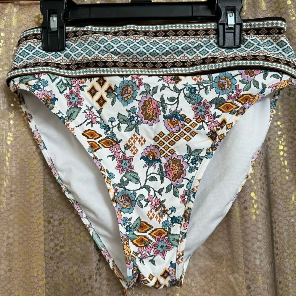 Freshwater Floral Grecian Cutout Tankini And Swim Bottoms Set Medium - Image 6