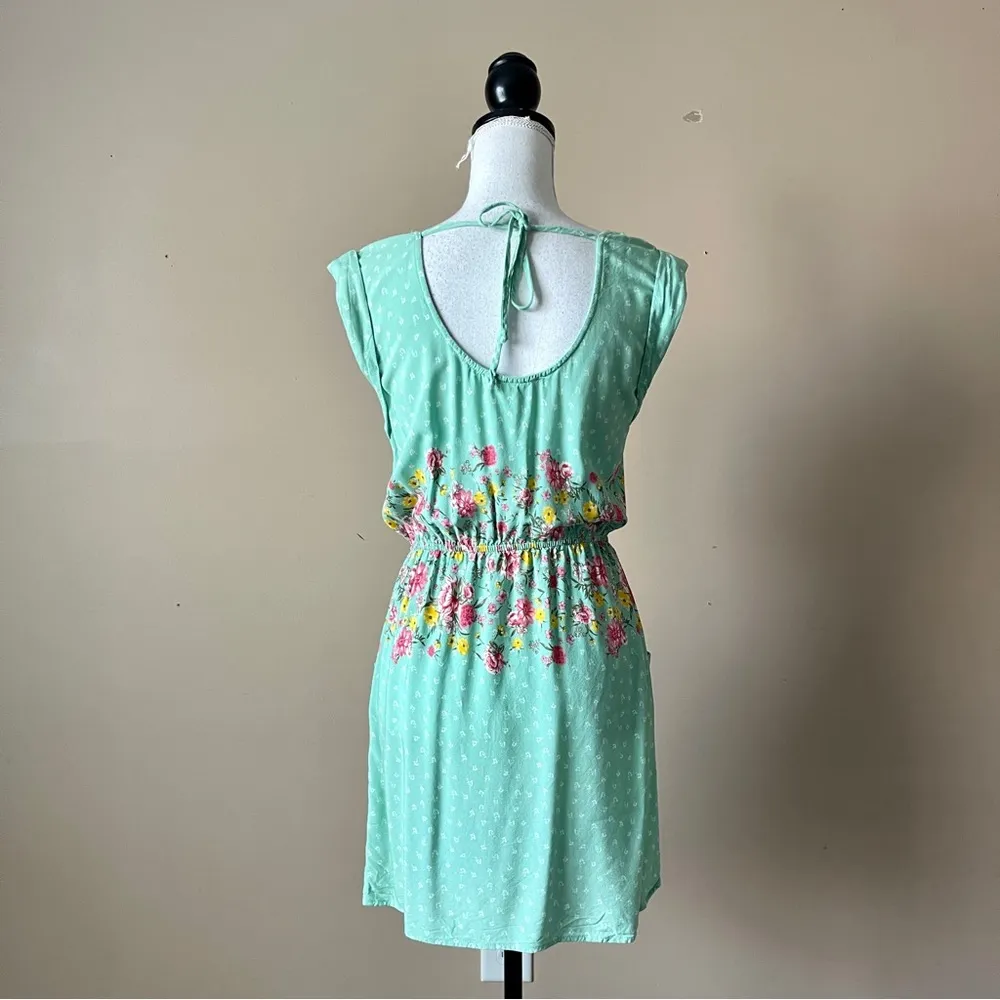BEBOP | Green Floral Mini Swing Dress Sz M - Image 7