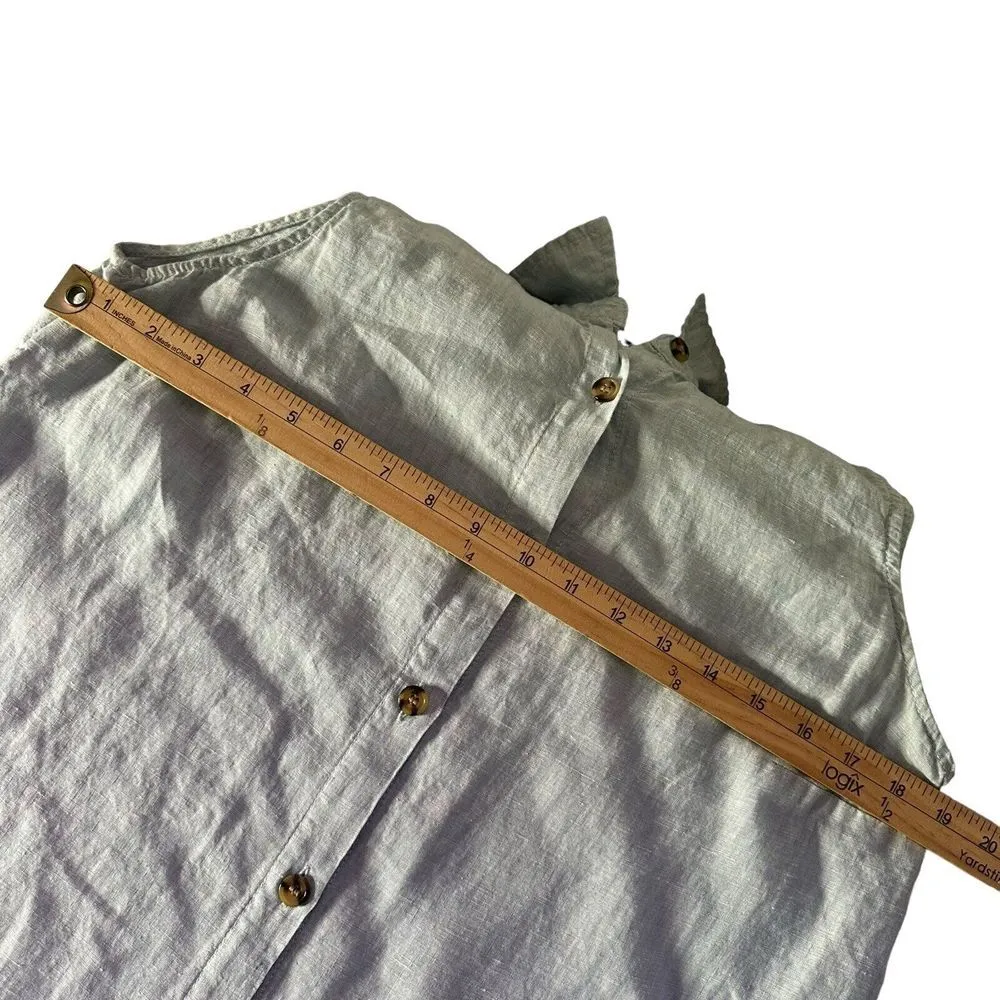 Jones New York Top Women Size M Blue 100% Linen Coastal Beach Vacation Lagenlook - Image 10