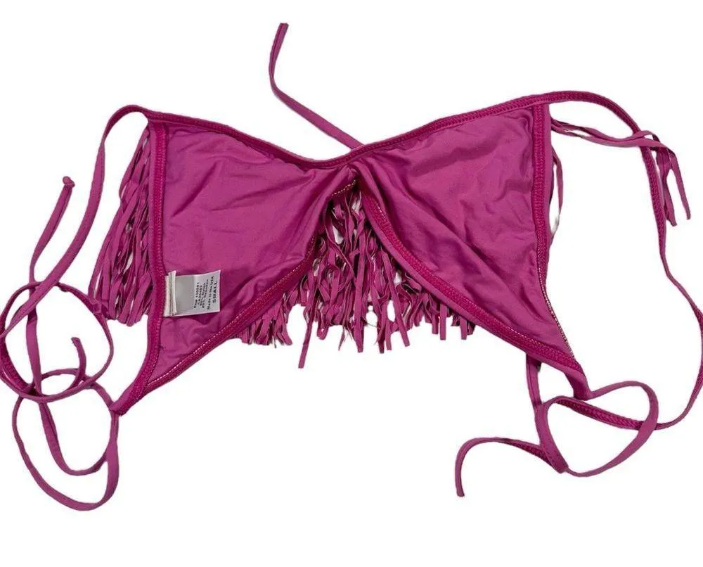L*Space Size Small Audrey Fringe Halter Bikini Top Swimwear - Image 6