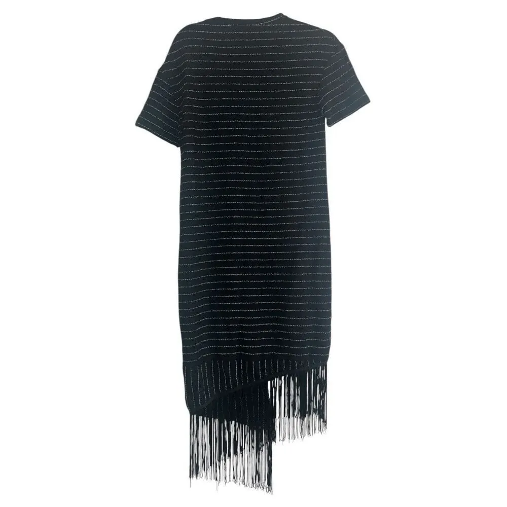 ✨ZARA Trafaluc Knit Fringe Striped Midi Tee Sz Small Dress✨ - Image 6