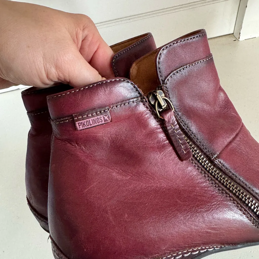 Pikolinos burgundy Venezia leather ankle boots size 40 (their US 9.5/10) Pink - Image 3