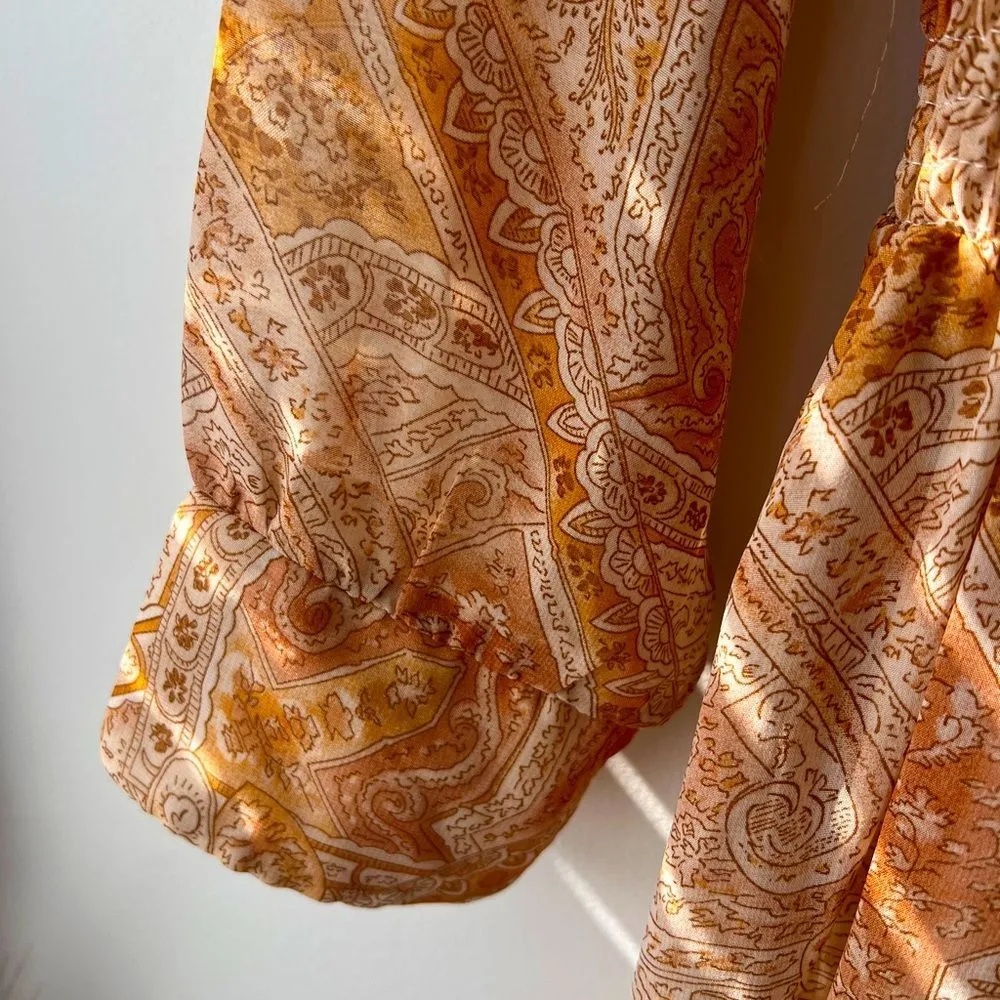 Kate & Lily women's deep V neck long sleeve maxi chiffon dress sz 14 Orange - Image 4