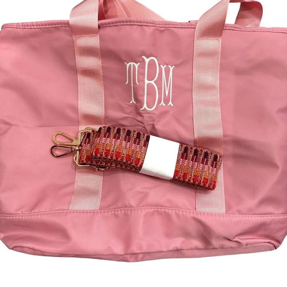 Marleylily Classic "TBM" Embroidered Tote Bag with Crossbody Strap in Pink​​​ - Image 2