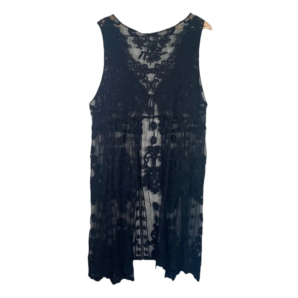 Womens Kimono One Size Whimsygoth Sheer Fairy‎ Grunge Goth Floral Duster Boho Black - Image 5