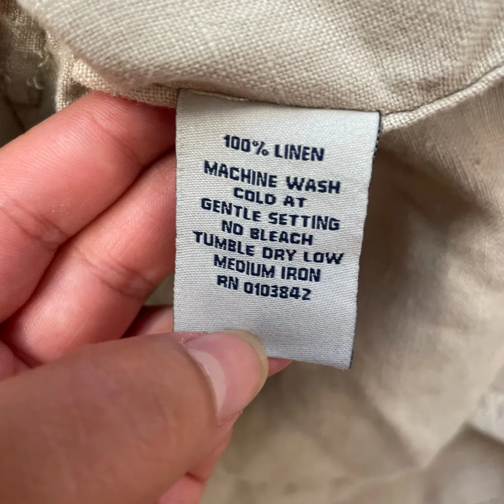 AQUA 100% Linen Cargo Trousers – Size M Tan Size M - Image 6