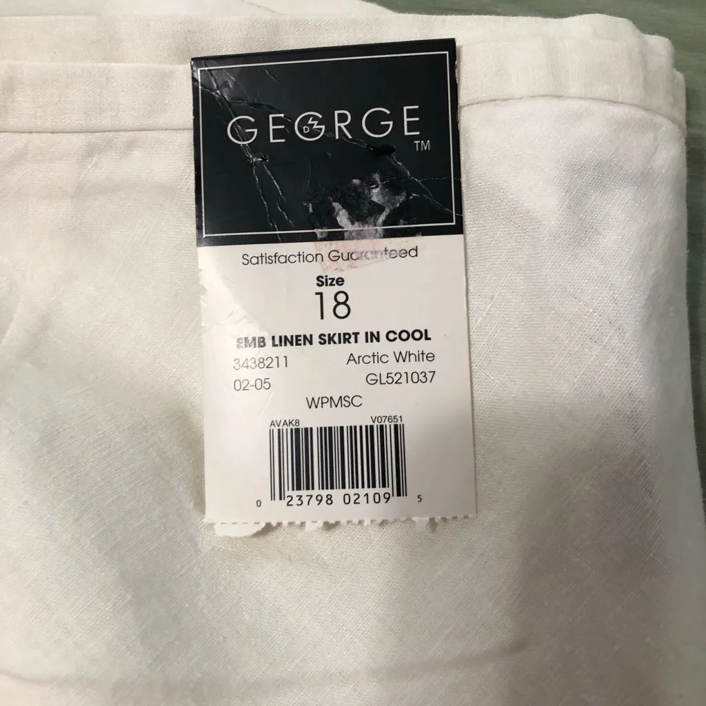 Vintage NWT George linen rayon 90s‎ Y2K floral embroidered skirt New size 18 Blue - Image 5