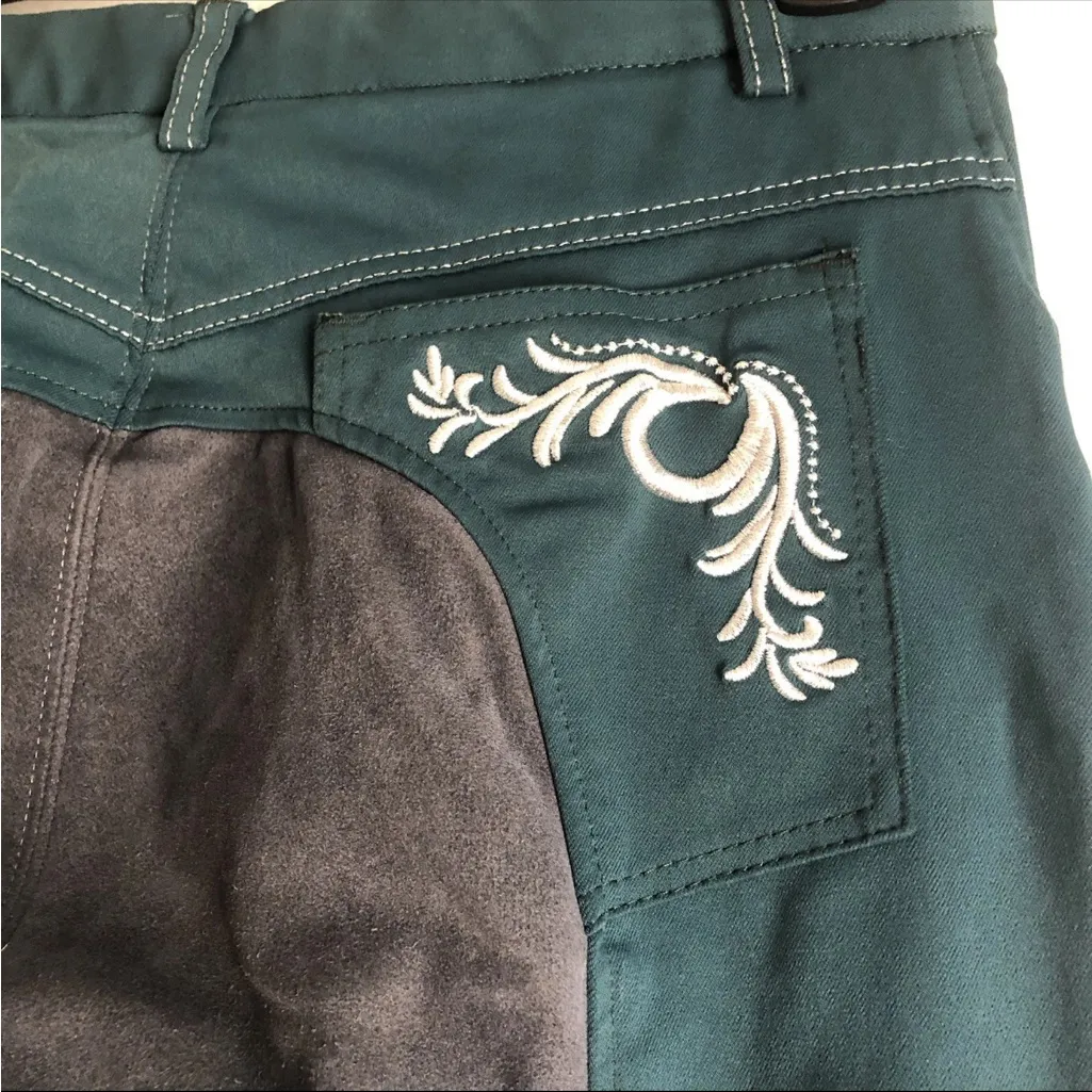 Catago Equestrian Riding Breeches Size 76/38 Green Full Seat Horse Riding Pants - Image 7