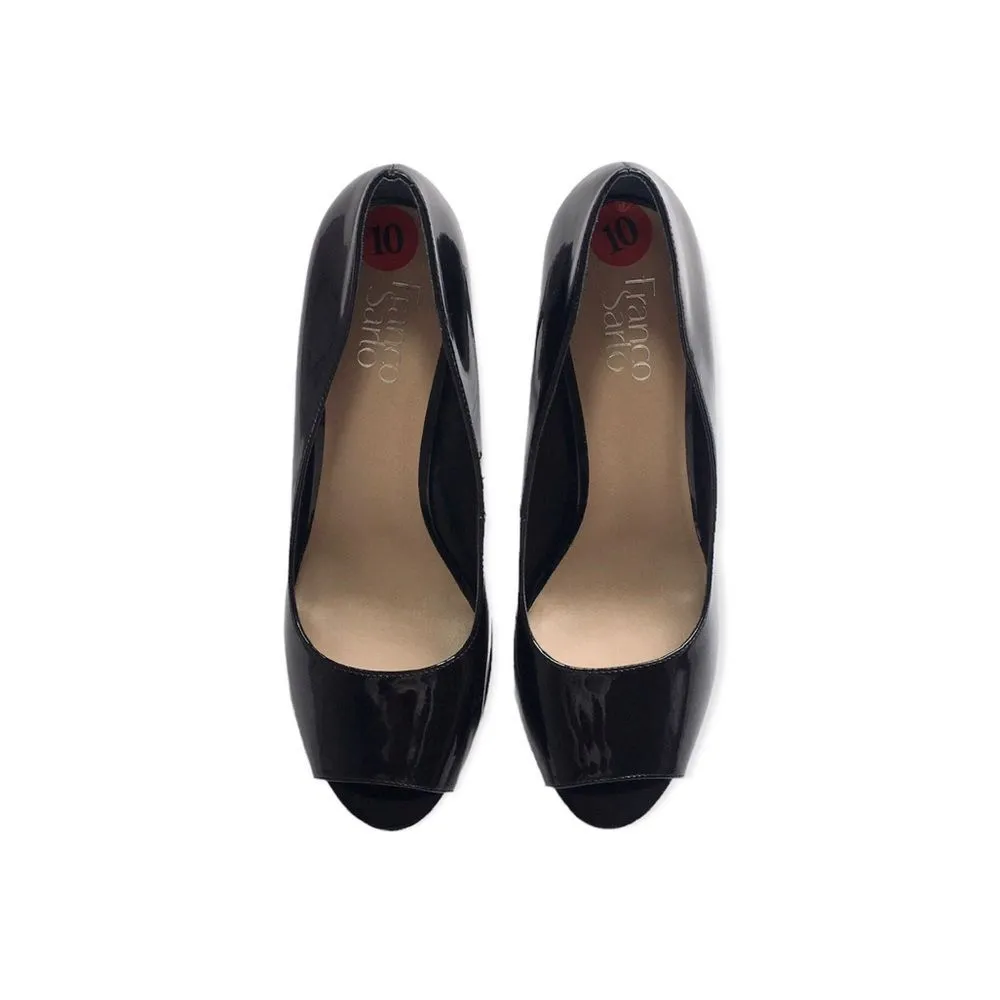 🆕Franco Sarto Black Open Toe Patent Leather High Heels - Image 5
