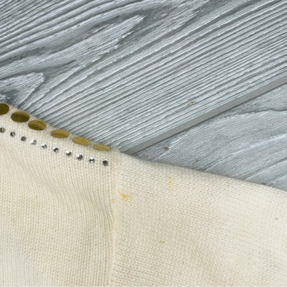 Nwt Vintage long sleeve big city knit pullover sweater number embellished cotton Gold Size L - Image 4