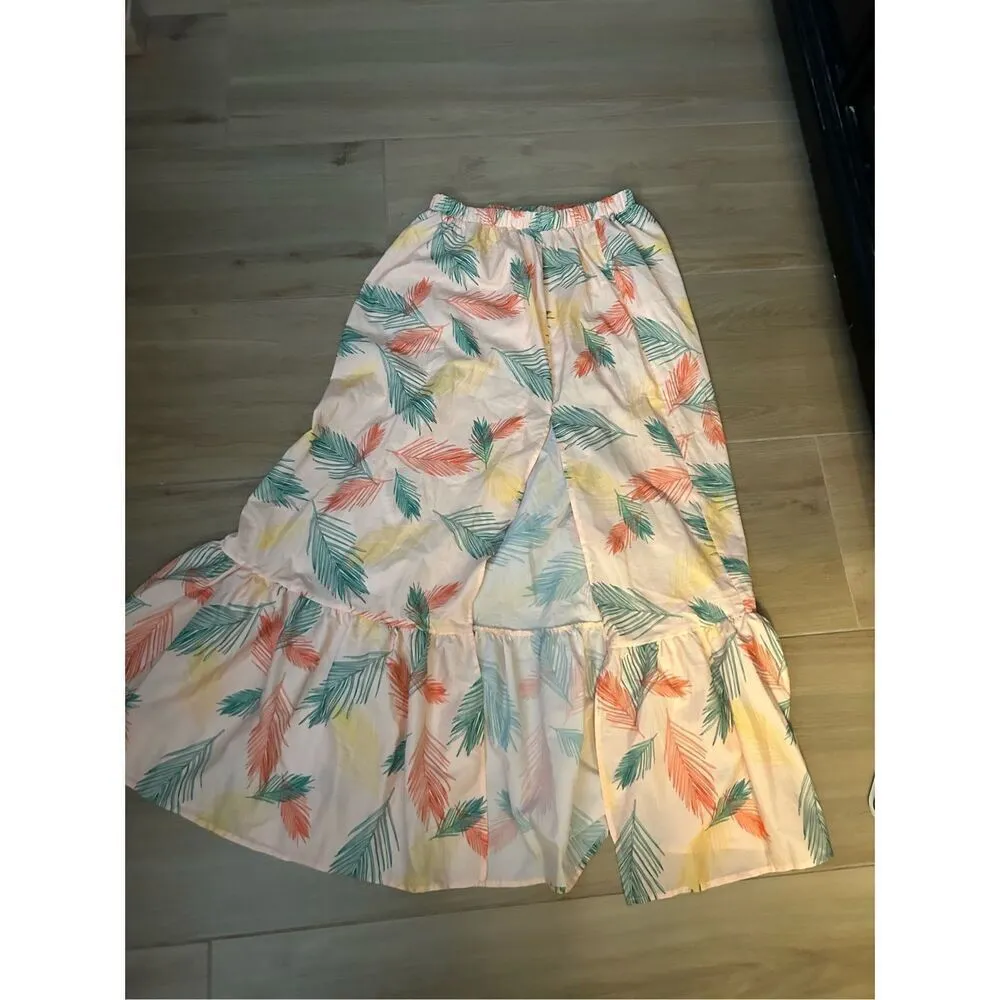 NEW Tropical Split Maxi Skirt M Orange Size M - Image 4