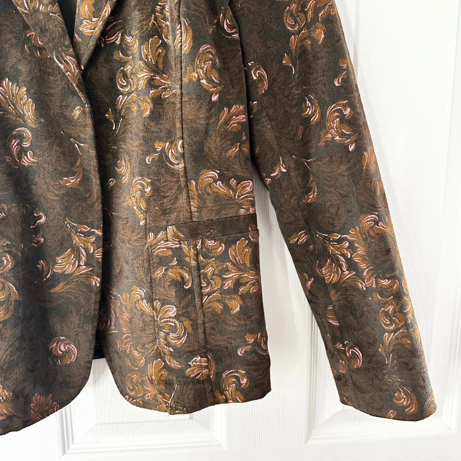 Patrick Gerard Brown Dark Academia Equestrian Baroque Paisley Floral Blazer 42 Size M - Image 6