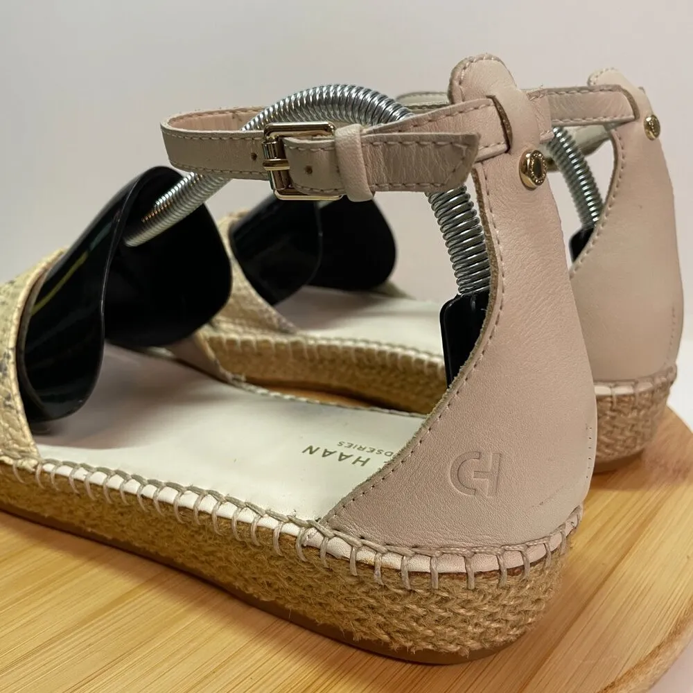 Cole Haan Women 9.5 White Snake Print Leather Espadrille Sandal Grand OS - Image 3