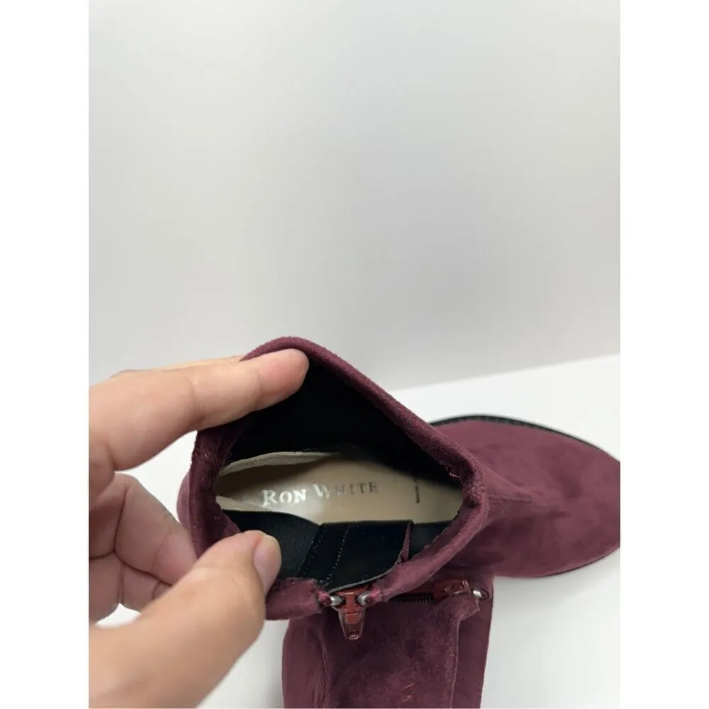 Ron White Boots Size 5.5US 36EUR Wine Giorgi Stretch Side Zip Ankle Booties Red - Image 9