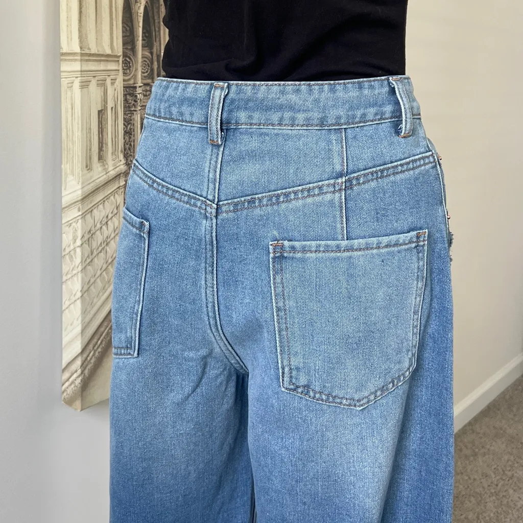 SHEIN Distressed Blue Flare Jeans - Image 8