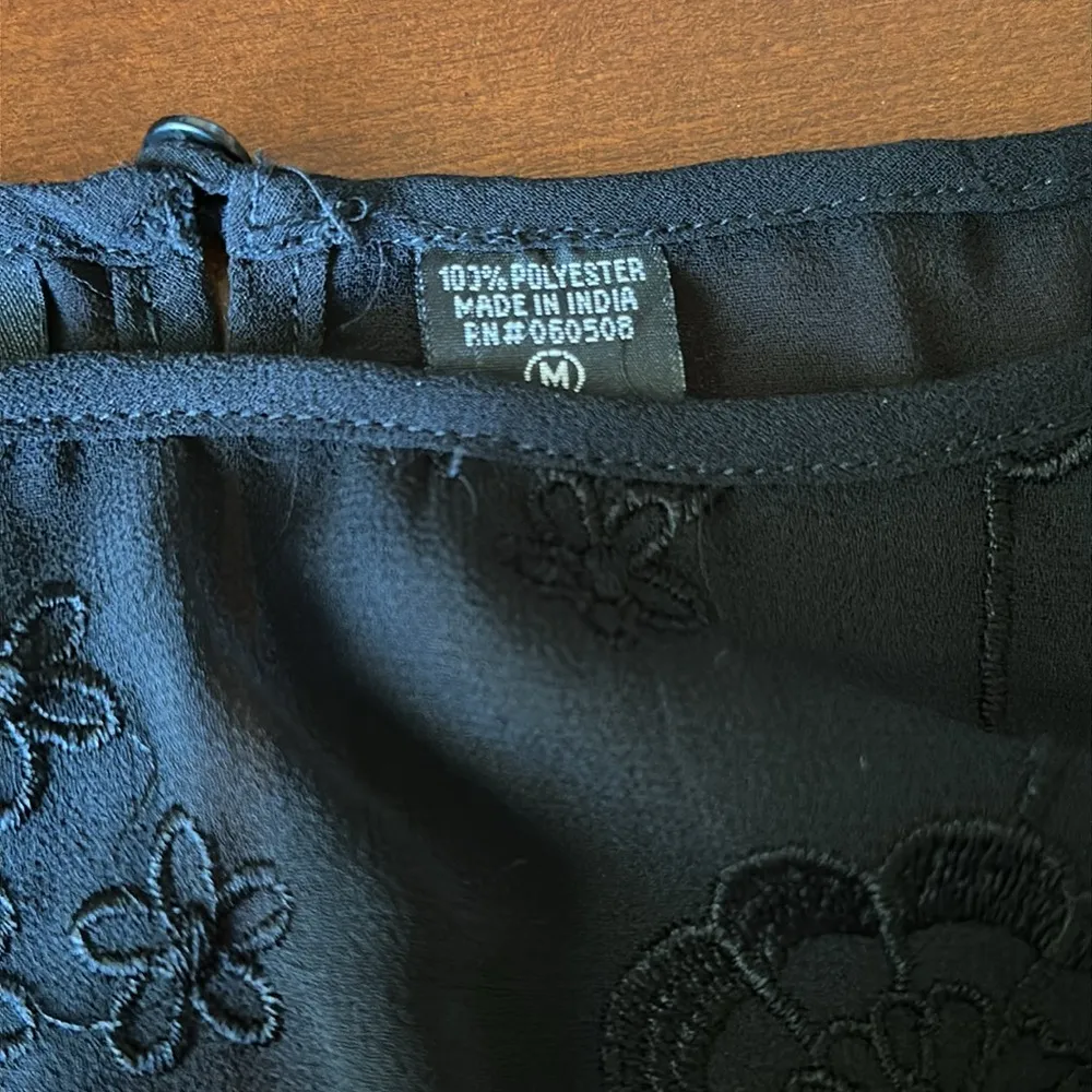 Black Floral Sheer Open Back Women's Top - Image 7