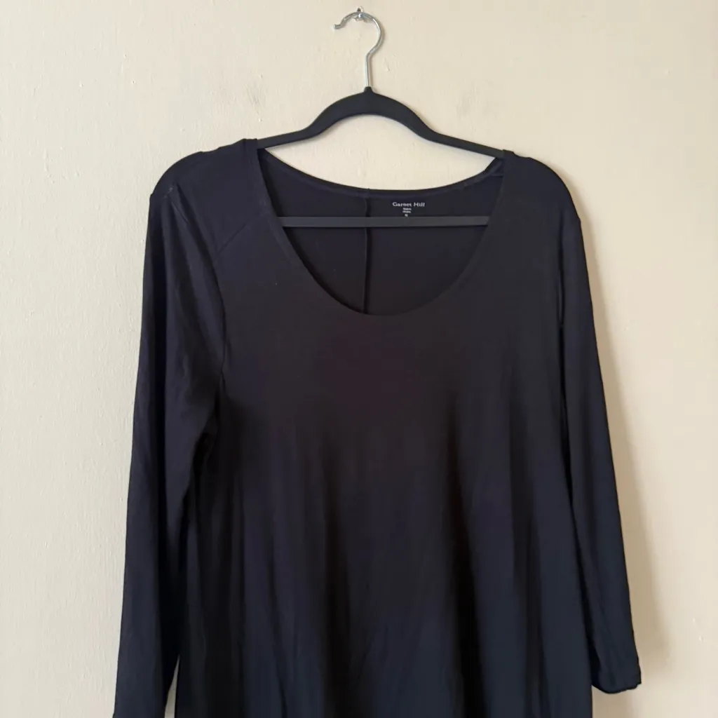 Garnet Hill Black  Knit Trapeze Dress 3/4 Sleeves  SZ M - Image 4