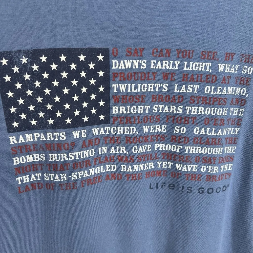 Life is Good Short Sleeve Star Spangled‎ Banner Flag Shirt Women's Sz M 4th July - Image 4