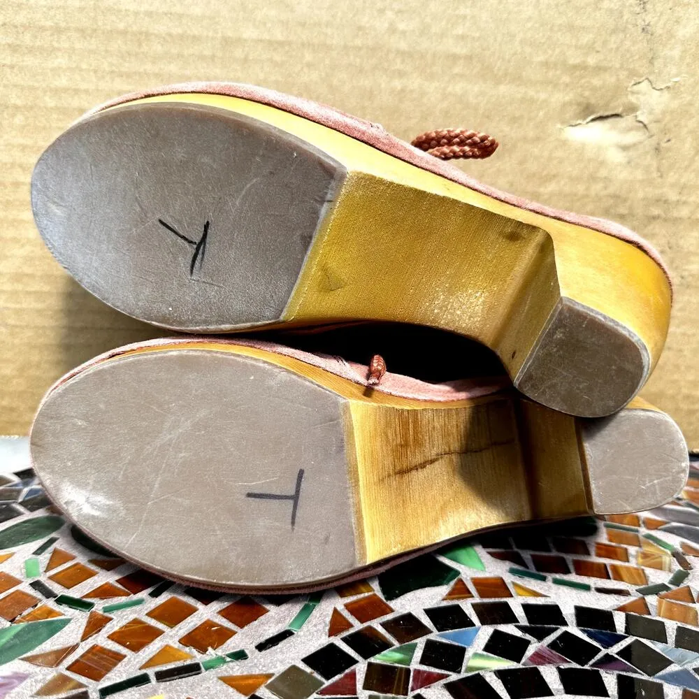 Anthropologie Latigo Cabo Ankle Boots Lace Up Cutout Leather Blush Pink 7.5M - Image 6