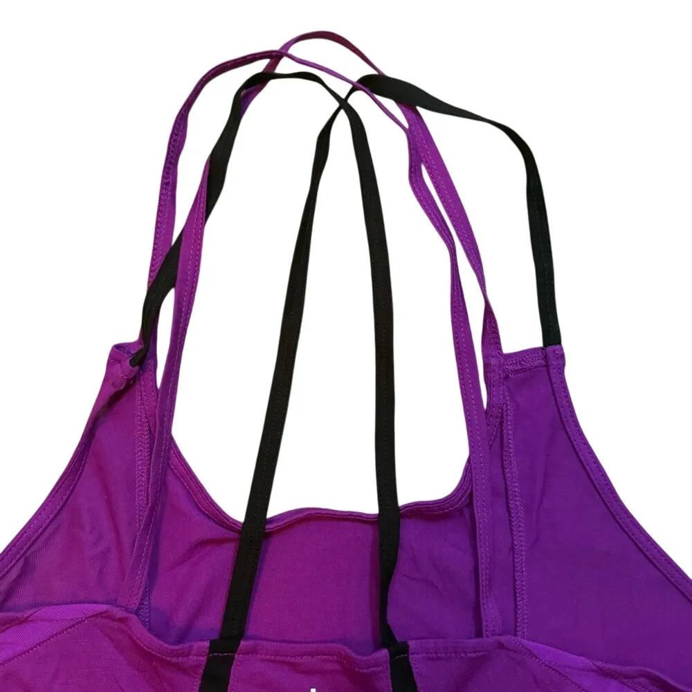 ALO Yoga Ribbed En Pointe Tank Size Small Magenta Black Criss Cross Back Active‎ - Image 6