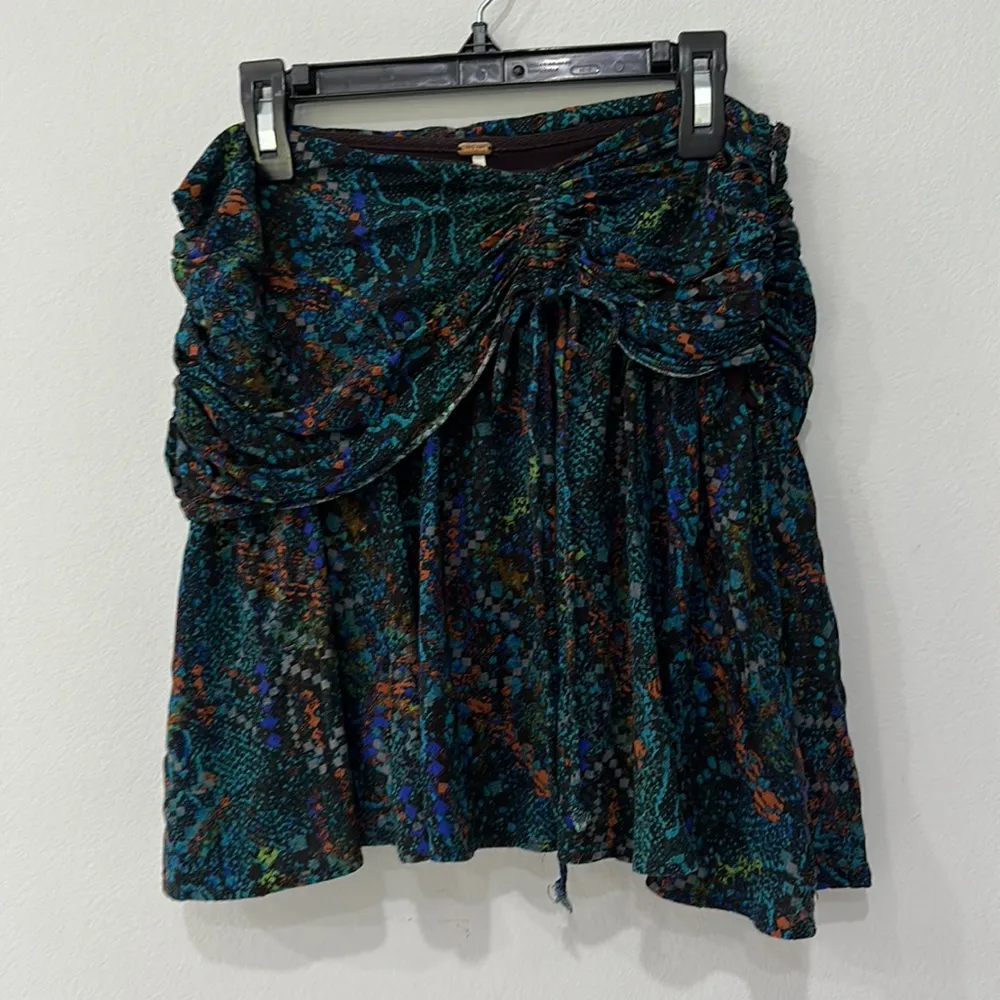 free people saturday sun mini skirt  snake reptile print ruffle flowy Sz 2 - Image 6