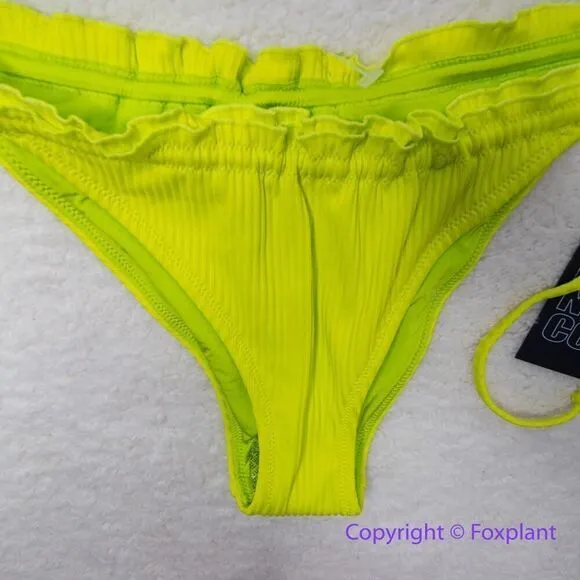 New! Set! It's Now Cool the frill tri eco neon lime rib bikini, size XL Green - Image 7