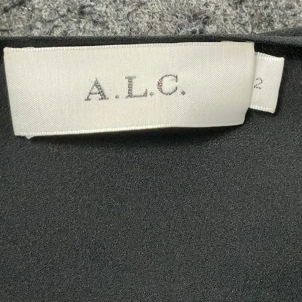 A.L.C Black Lace 100% Silk Lace Up Deep V Neck Cocktail Party Dress Size 2 XS - Image 3