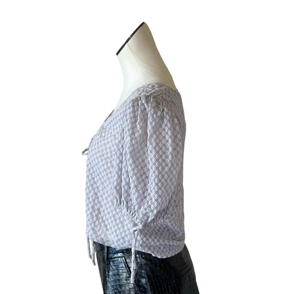 NWOT  Kitty  Puff Sleeve Blouse Gingham Tie Front XL - Image 4