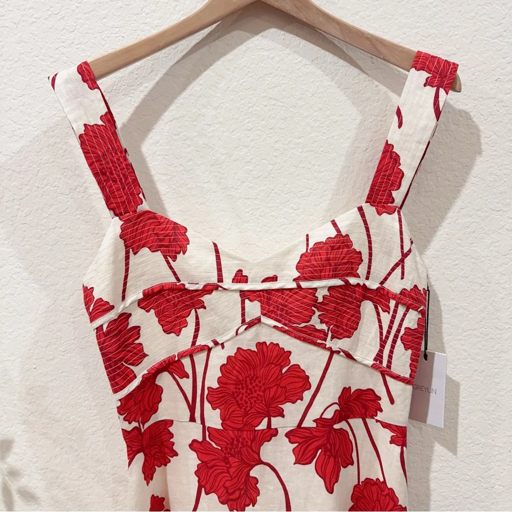 Greylin Madi Linen Sweetheart Neck Midi Dress One Size NWT Casual Vacation - Image 6