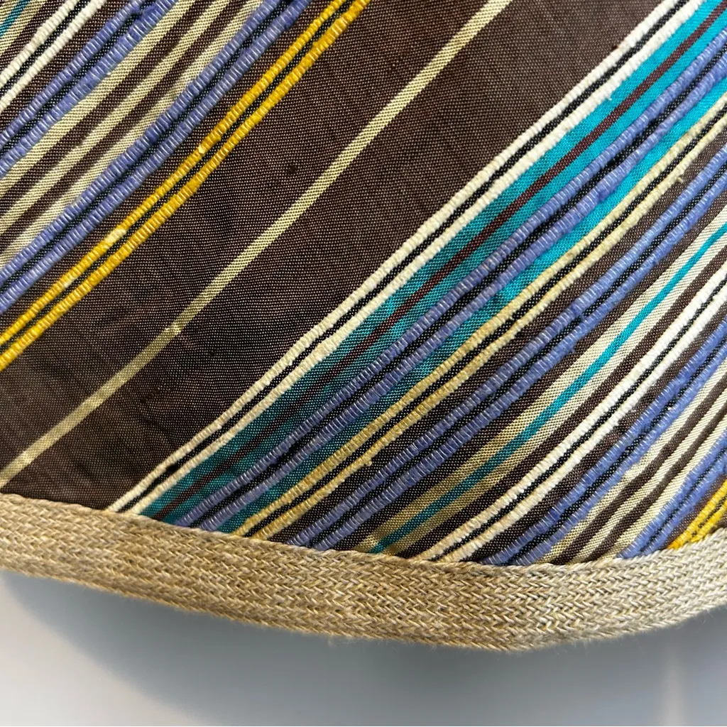 Akris Punto 100% Silk Chevron Blue/Brown Sleevless A-line Midi Dress Size 10 - Image 11