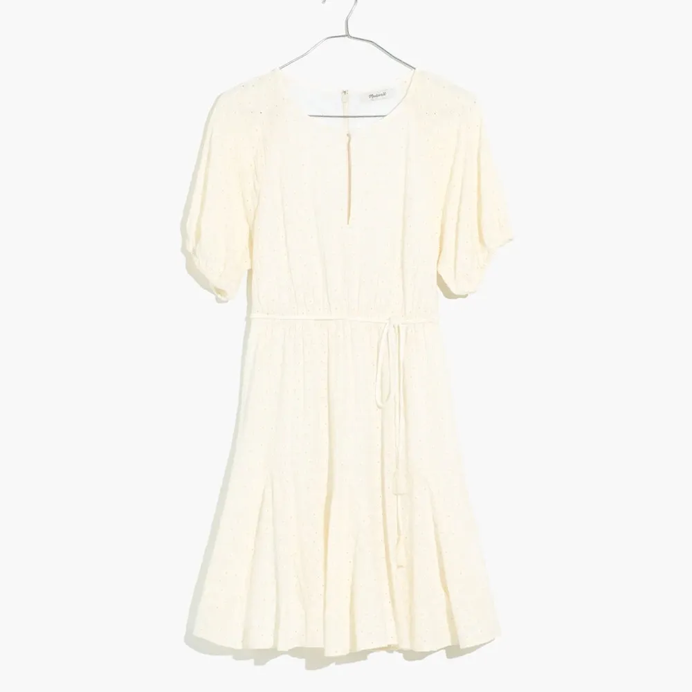 ivory Eyelet Tassel-Tie Mini Dress sz 10 cream dress - Image 4