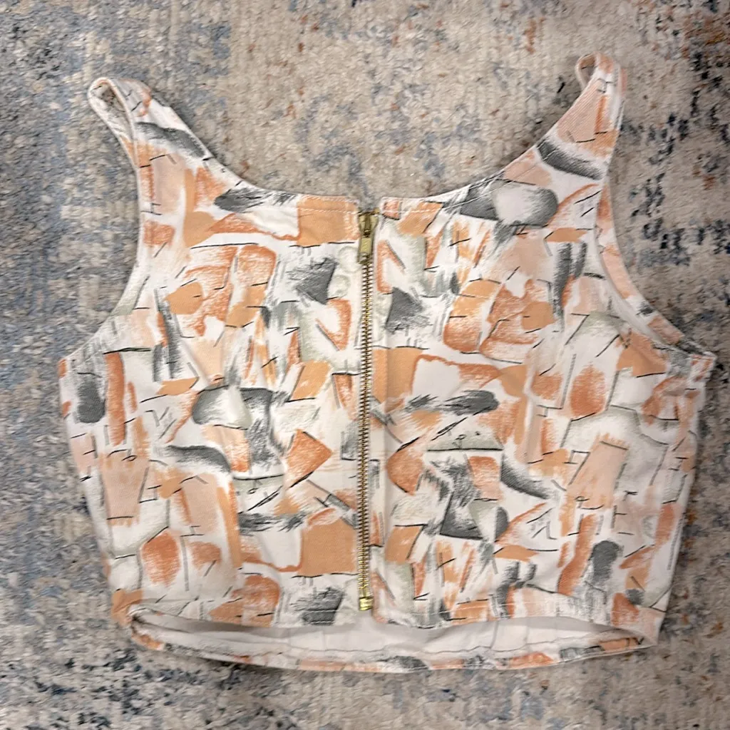 Vintage denim crop top Orange - Image 2