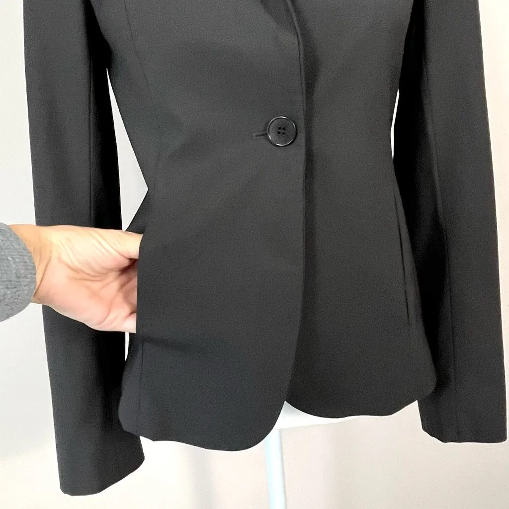 Theory Stretch Wool Single Breasted Blazer in Black Size 0 - Image 3