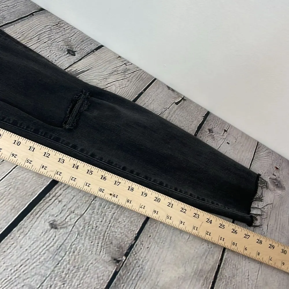 Madewell Black 9” High-Rise Skinny Jeans Distressed with Raw Hem size 28 - Image 12
