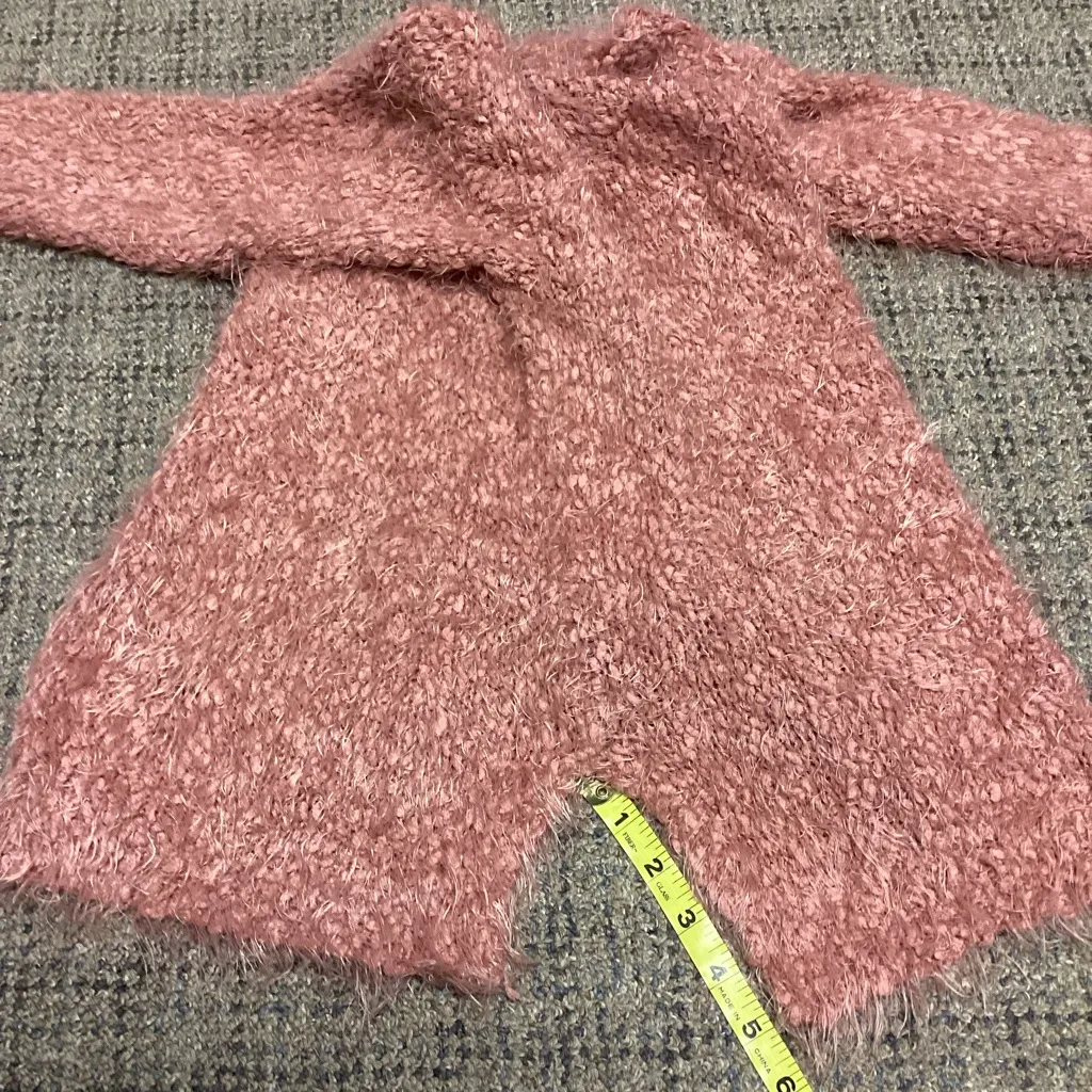 Poof Apparel Pink Dusty Rose Fuzzy Eyelash V-neck Sweater * Size L (Fit me as M) - Image 7