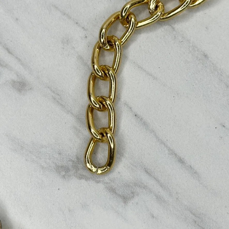 Chunky Draped Faux Pearl Beaded Gold Tone Chain Belt One Size (OS) - Image 12