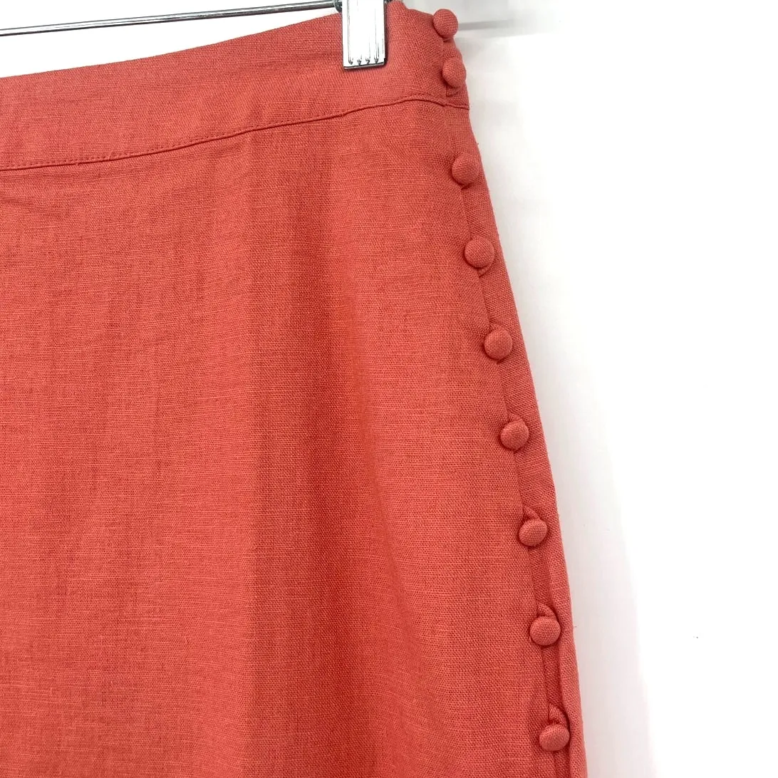 Peach Madewell Linen Blend Midi Skirt Sz 4 Cottagecore Coastal Earthy, Clean - Image 2
