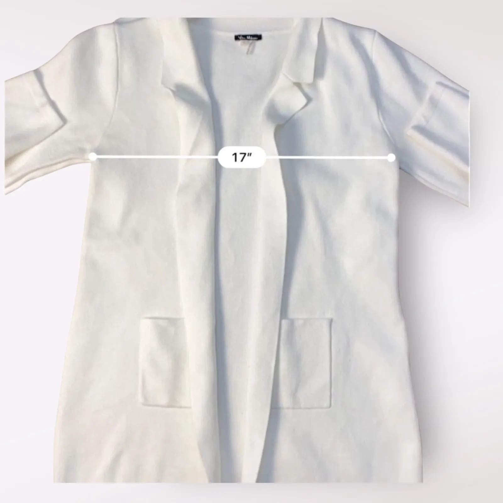 Vila Milano Women’s White Knitted Cardigan Sweater Size L Minimalist Neutral‎ - Image 4