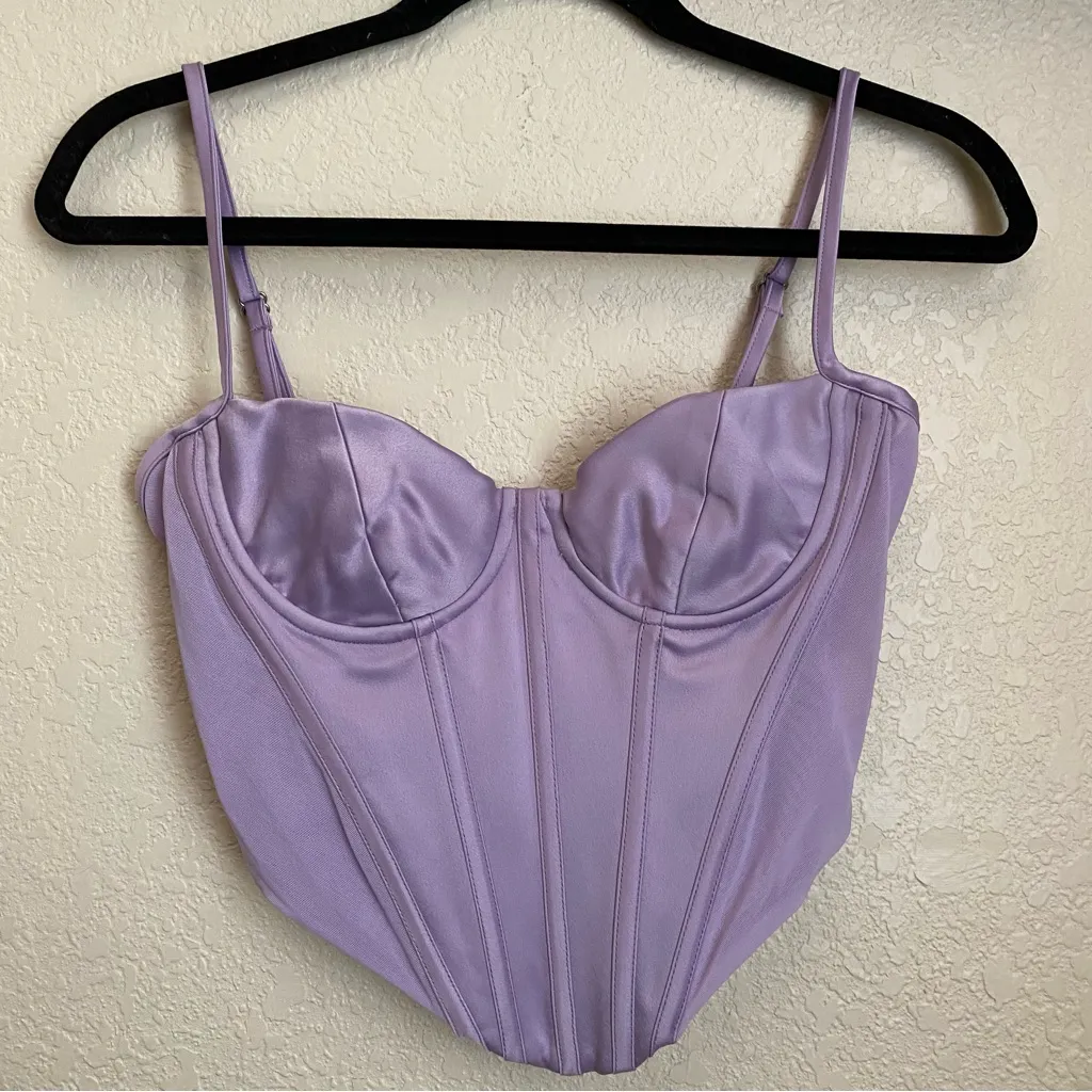 House of CB London XL‎ TAMSIN ORCHID SATIN CORSET Bustier NWOT lavender purple - Image 4