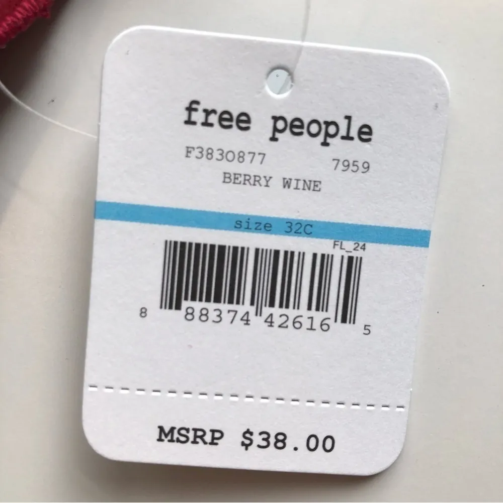 Free People Triangle Bra Underwire Berry Wine 32C - Image 2