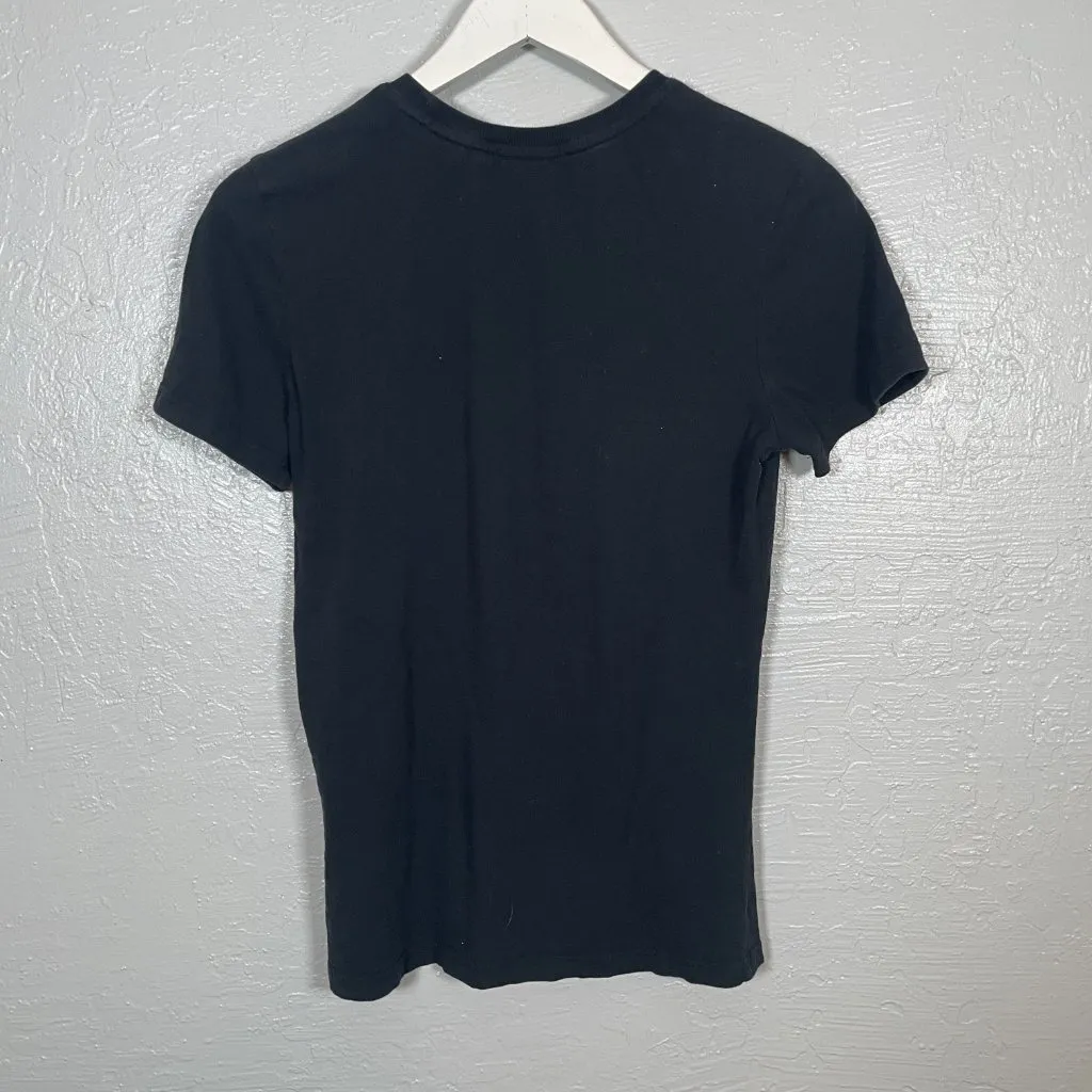 SuperDry Women 6 Black Pink Glitter Logo T-Shirt Short Sleeve Crew Neck Cotton - Image 5