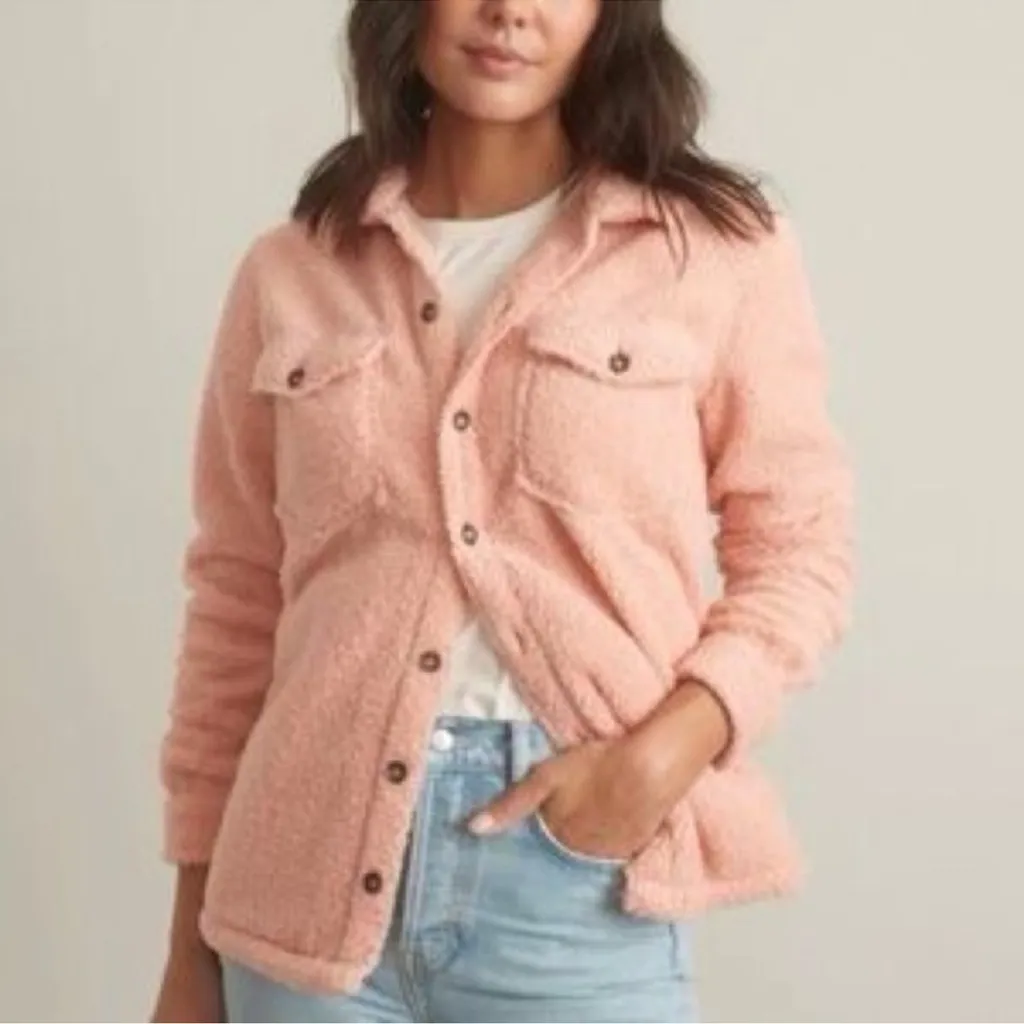 Marine Layer pink Eden Sherpa Overshirt jacket size small. - Image 2